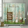 Charming Easter Bunny Bathroom Set Pastel Colors Wood Background Cute