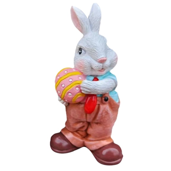 Charming Easter Egg Rabbit Statue - Resin Ornament for Home and Garden Decor