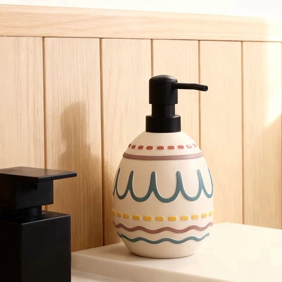 Charming Easter Retro Egg-Pattern Soap Dispenser - Hand-Painted Solid Resin Bathroom Decor