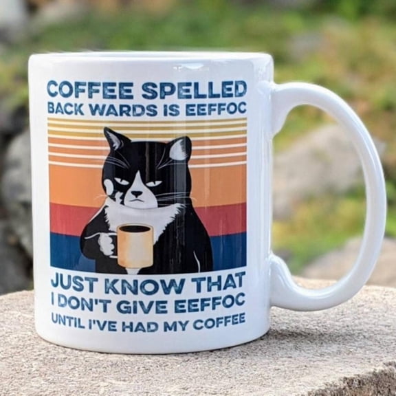 Charming Eeffoc Cat Themed 11oz Ceramic Coffee Mug Double Sided Print Home or Office Use Ideal Friends Family