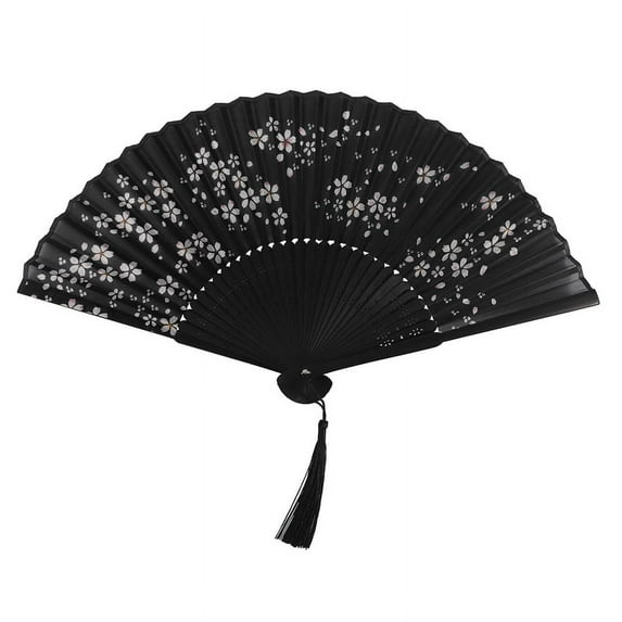 Charming Elegant Modern Woman Handmade Bamboo Silk 8.27 inch(21cm) Folding Pocket Purse Hand Fan, Transparent Holding Painted Fan with Silk Pouches/ Wrapping.