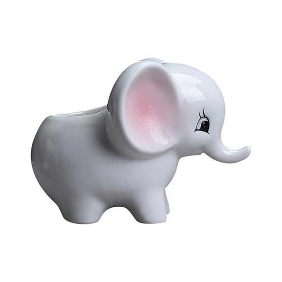 Charming Elephant Plant Pot, White Ceramic Planter with Ears, Two Size Options for Flower Pot and Indoor Greenery, Unique Home Decor Accent