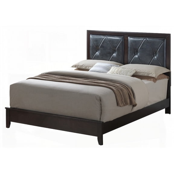 Queen Size Solid Wood Platform Bed with Espresso Finish for Bedroom