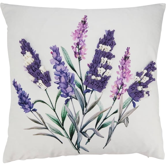 Charming Felt Applique Lavender Down Filled Pillow