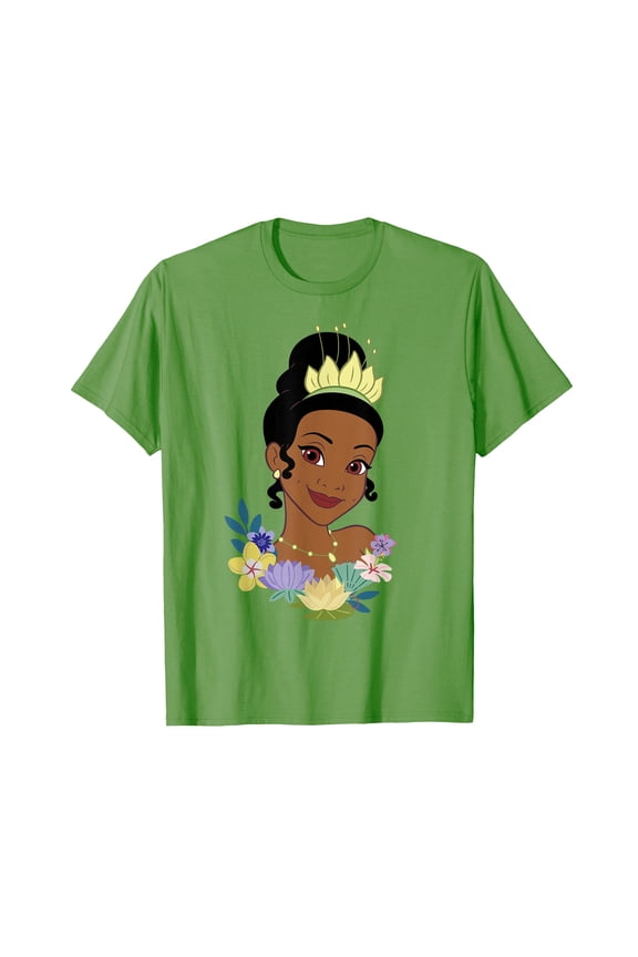 Charming Floral Cartoon Character Big Face T-Shirt for Fun and Playful Style