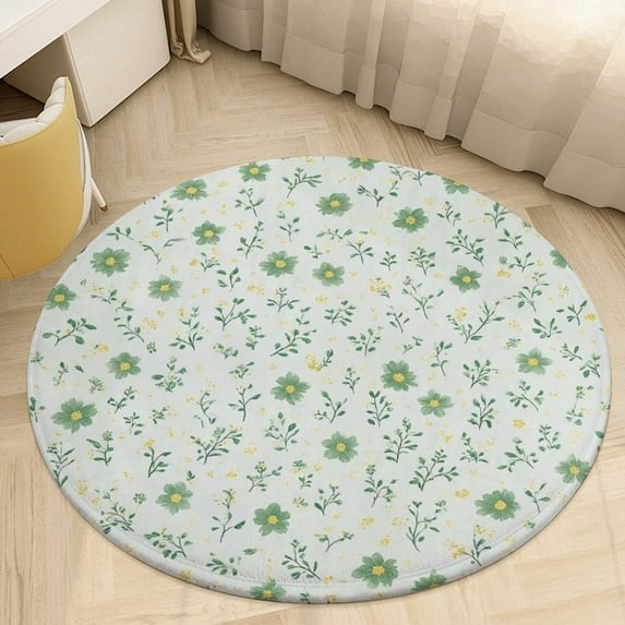 Charming Floral Print Round Area Rugs for Bedroom Living Room, 3FT Soft Comfy Indoor Circle Carpets, Carpet Home Decor Floor Mat