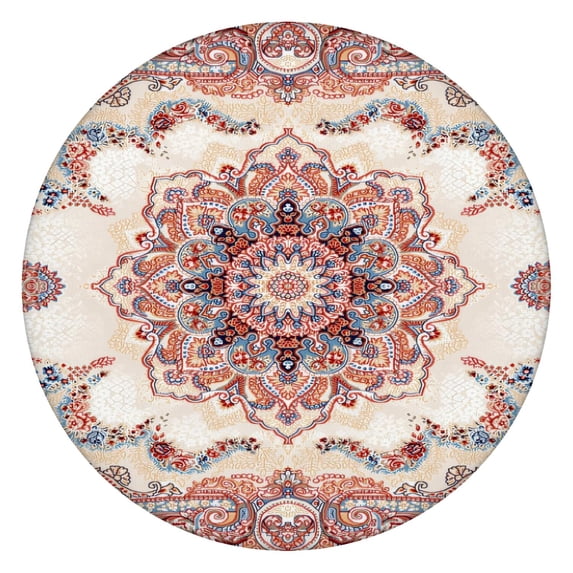 Charming Floral Round Tablecloth with Elastic Closure, Bohemian Style for Tables Up to 56 Inches, Ideal for Entertaining