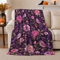 thumbnail image 1 of Charming Floral Songbird Garden Watercolor, Festive Holiday Scene, Warm Flannel Blanket for Living Room and Reading Nook, Art Lovers Friendship Gift, Festive Home Decor, 1 of 9