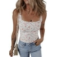 thumbnail image 1 of Charming Floral Textured Tank Top with Square Neck and Low Cut Back - [ZhiHiMeRi] | (US 8-10)M, 1 of 11