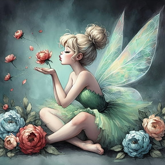 Charming Flower Fairy 5D Diamond Painting Kit - Create Your Own Masterpiece With Sparkling Round Diamonds, Perfect For Home Decor & Unforgettable Valentine'S Gift