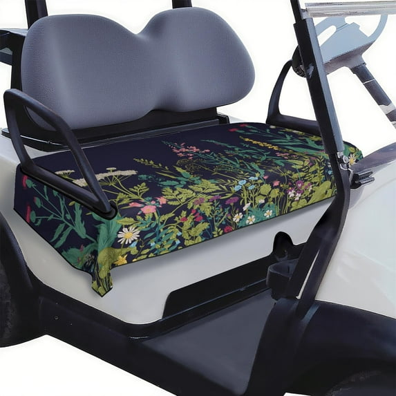 Charming Flowers Pattern Golf Cart Bench Cover 51"x31" for EZGO Yamaha Club Car Microfiber Fabric Seat Cover Enhances Cart Look