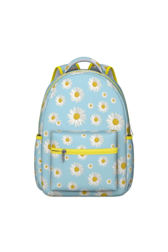 Charming Flowers and Sunflower Printed Backpack for Teens - Large School Backpack with Laptop Compartment - Durable Bookbag with Comfortable Straps - Stylish Floral Pattern