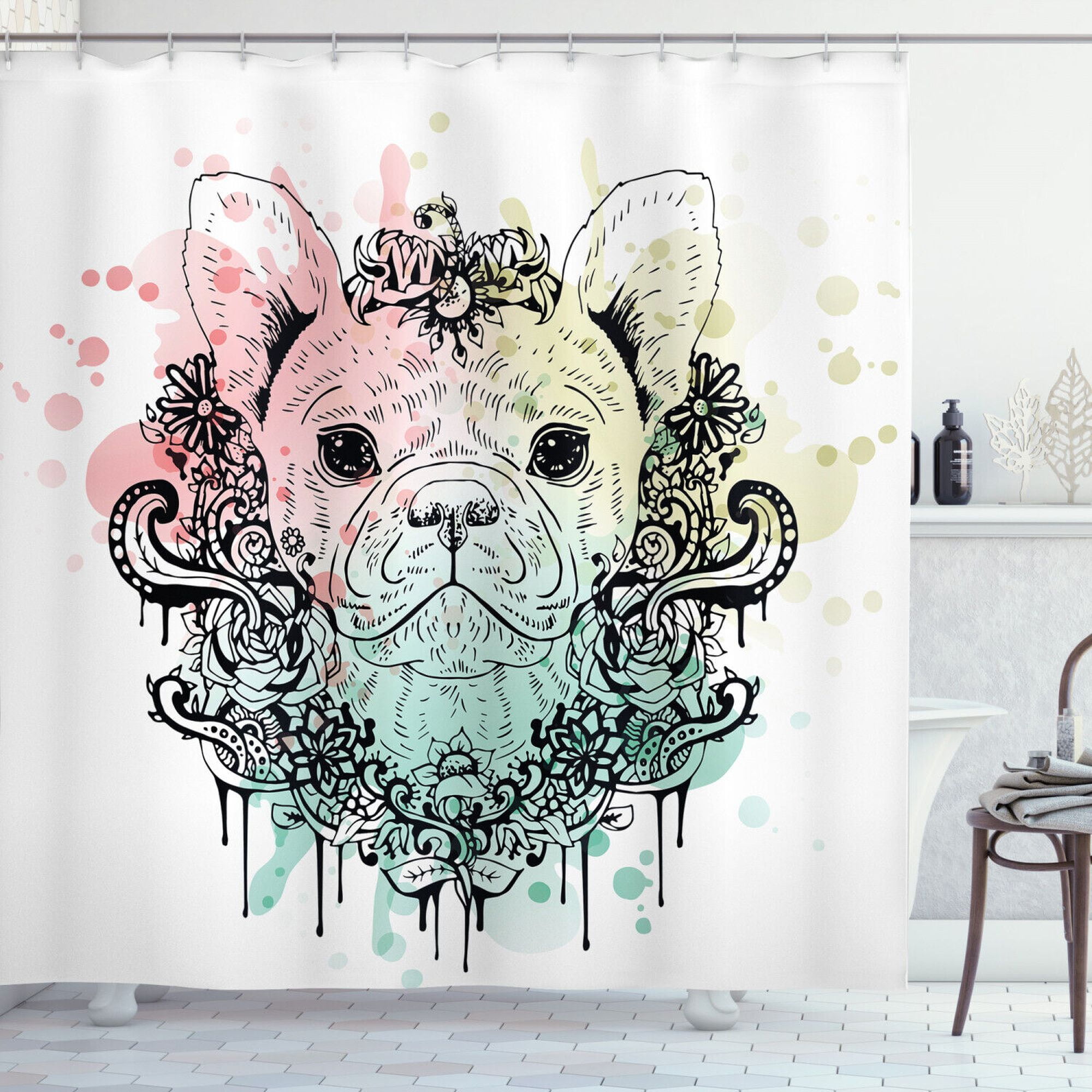 Charming French Bulldog Shower Curtain Floral Delight for Your