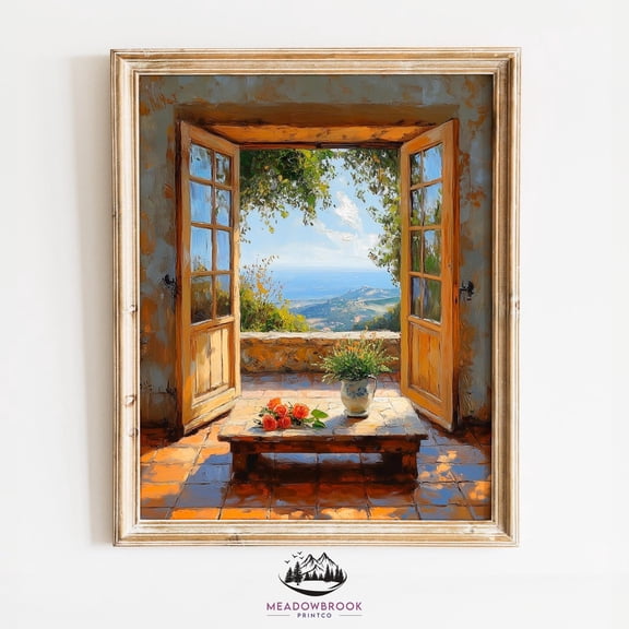 Charming French Door Open Unframed Paper Print