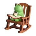 thumbnail image 1 of Charming Frog Figurine in Wooden Rocking Chair Delightful Home Decor, Perfect Gift for Frog Lovers, Relaxation Theme, 1 of 5