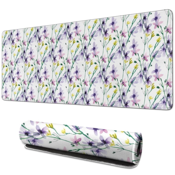 Charming Gaming Mouse Pad with Beautiful Flowers Anime Design - XL Desk Mat, Laptop Keyboard Mat with Stitched Edges - Perfect Women's Office Decor & Desk Accessories - 31.5x11.8 inches