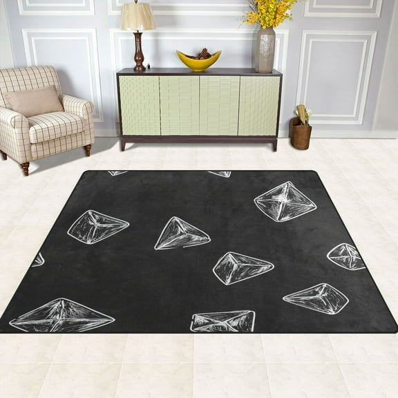 Charming Gemstones Pattern 80''x58'' Extra Large Plush Memory Foam Rug, Soft, Absorbent, Non Slip
