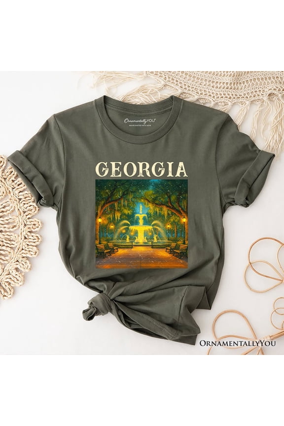 Charming Georgia State Forsyth Park T-Shirt, Savannah Landmark Tee and Southern Travel Souvenir