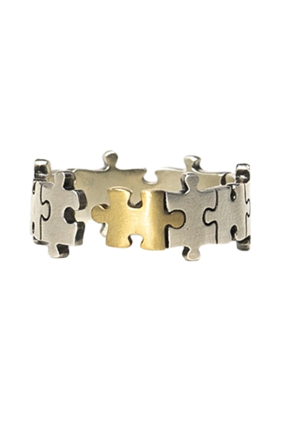 Charming Gold Plated Jigsaw Rings Puzzle Shaped Couple Rings Jewelry for Parties