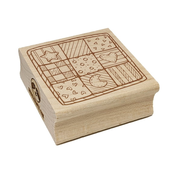 Charming Hand Drawn Quilt Doodle Sewing Quilting Square Rubber Stamp Stamping Scrapbooking Crafting - Large 2.75in