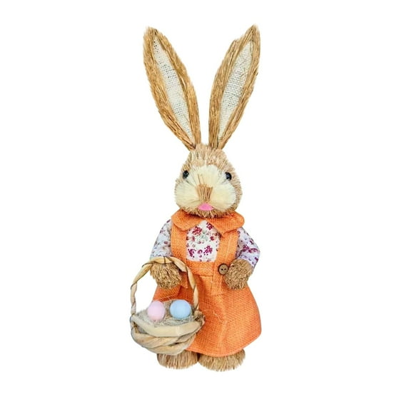 Charming Handmade Easter Bunny Figurine with Glasses and Carrot Perfect Spring Decoration for Home or Office Display