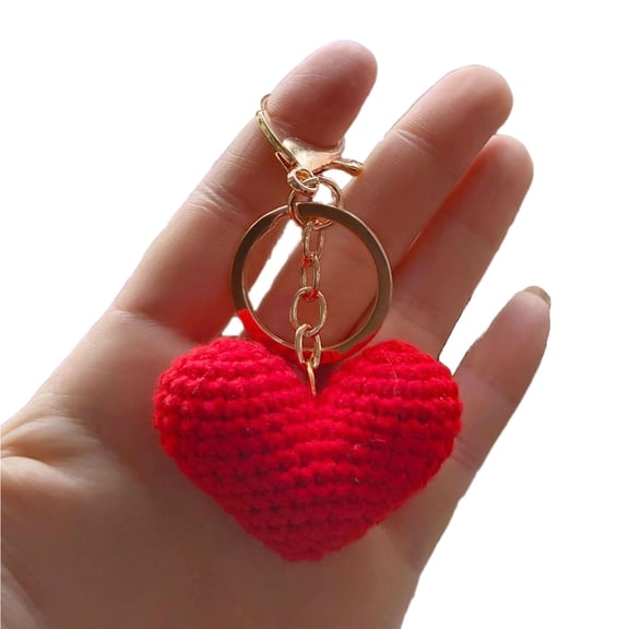 Charming Heart Crocheted Pendant Crochet Keychain Bag Charm Keyring Ornament
