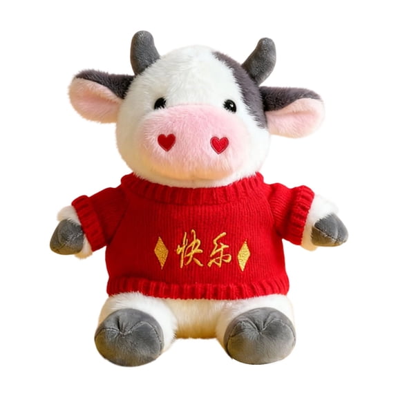 Charming Heart-Nostril Little Cow plush, 9" Pink Nose & Multi-Style Outfits, Various Styles Optional-Animal Plush Toy Stuffed Kids Toy Gift for Boy Baby Hug Animal - Lifelike Stuffed Animal