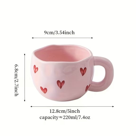 Charming Heart Pattern Ceramic Coffee Mug - 9.5oz Romantic Love-Inspired Cup for Couples, Ideal Gift for Special Occasions