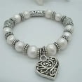 thumbnail image 1 of Charming Heart Pearl And Silver Bracelet, 1 of 2