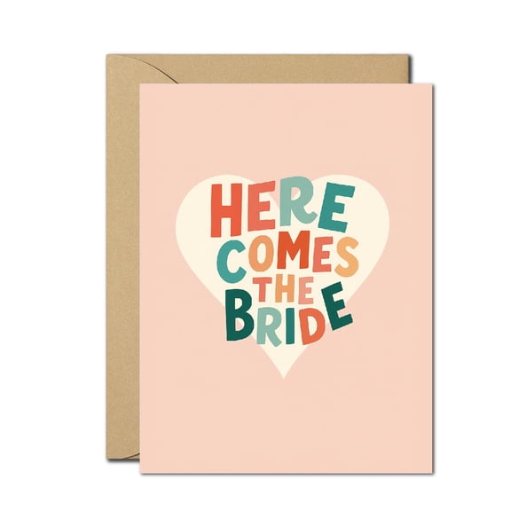 Charming "Here Comes the Bride" Greeting Card - Blank Inside with Envelope - Perfect for Weddings and Celebrations