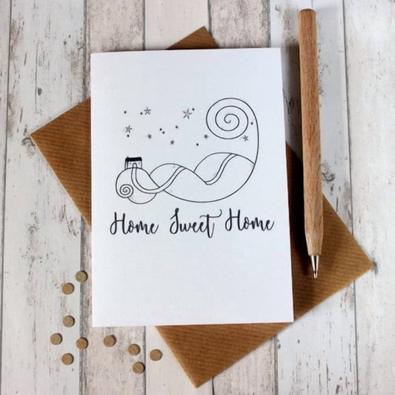 Charming Home Sweet Home Greeting Card  Hand-Drawn Design with Cozy House Illustration  Perfect for New Homeowners, Housewarmings, or Just Because  Envelope Included