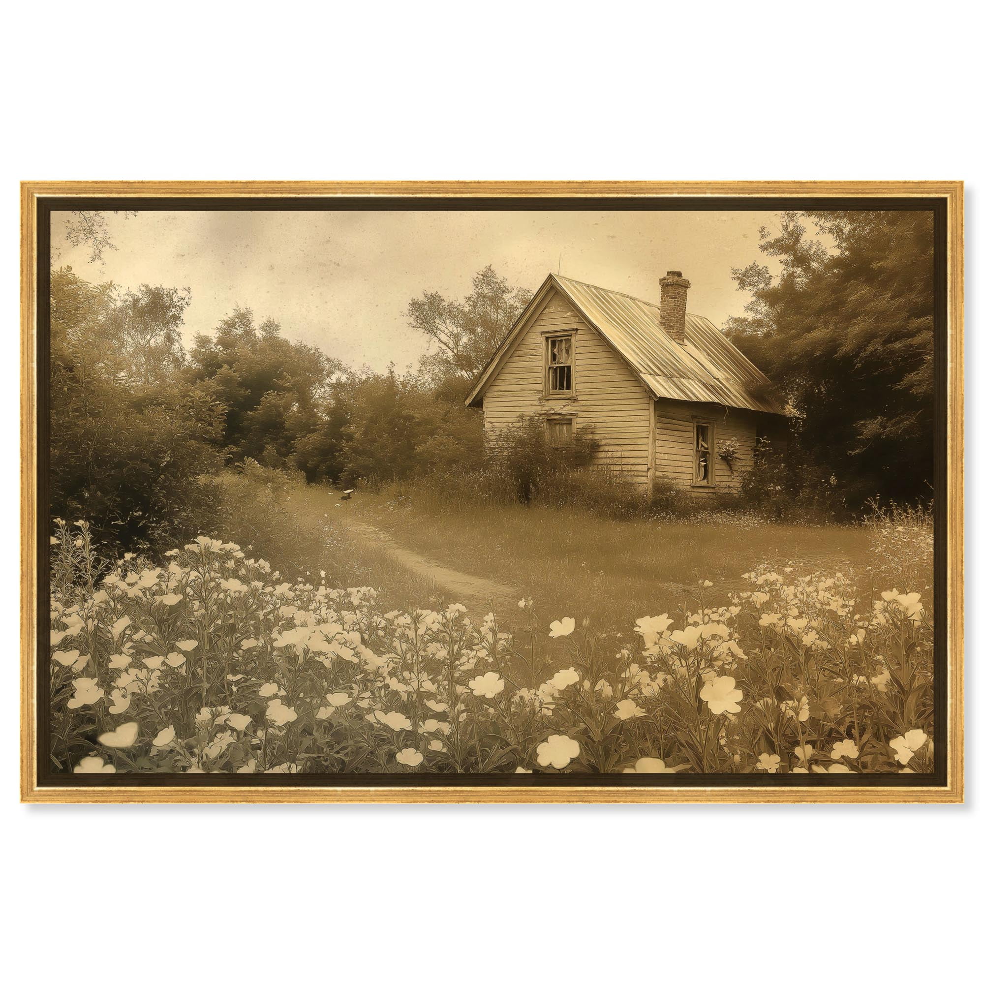 Rustic Farmhouse Canvas Print with Gold Frame, 15" x 10"