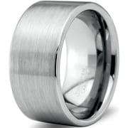 Charming Jewelers Tungsten Wedding Band Ring 12mm for Men Women Comfort Fit Pipe Cut Brushed Polished Lifetime Guarantee Size 6.5