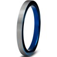 thumbnail image 1 of Charming Jewelers Tungsten Wedding Band Ring 2mm for Men Women Comfort Fit Blue Pipe Cut Brushed Lifetime Guarantee Size 4, 1 of 5