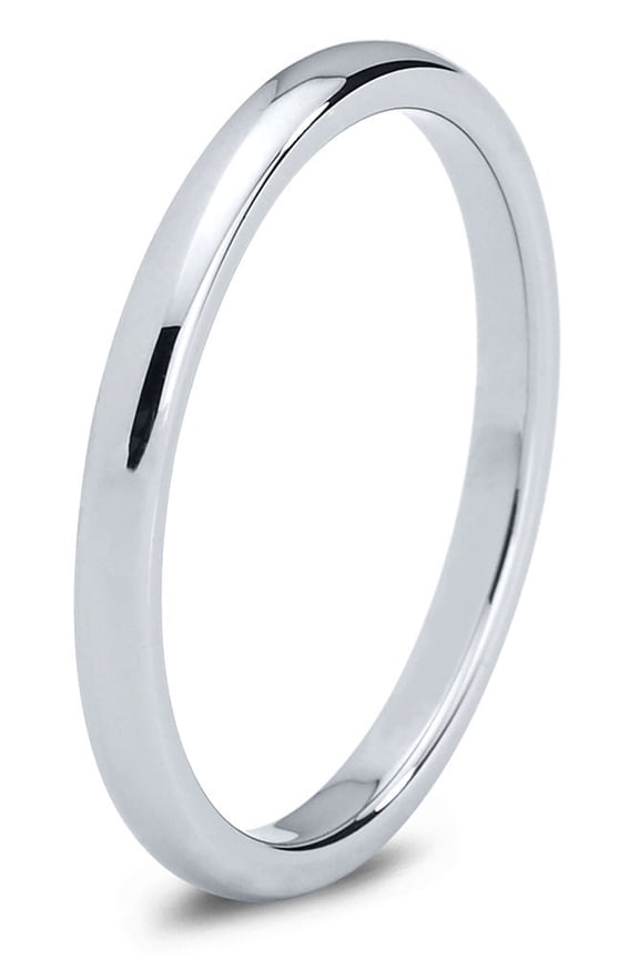 Tungsten Wedding Band Ring 2mm for Men Women Comfort Fit Domed Polished Lifetime Guarantee Size 7.5