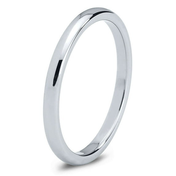 Charming Jewelers Tungsten Wedding Band Ring 2mm for Men Women Comfort Fit Domed Polished Lifetime Guarantee Size 7.5