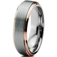thumbnail image 1 of Charming Jewelers Tungsten Wedding Band Ring 4mm for Men Women Comfort Fit 18K Rose Gold Plated Plated Beveled Edge Brushed Polished Lifetime Guarantee Size 11, 1 of 4