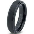 thumbnail image 1 of Charming Jewelers Tungsten Wedding Band Ring 4mm for Men Women Comfort Fit Black Beveled Edge Brushed Lifetime Guarantee Size 12, 1 of 4