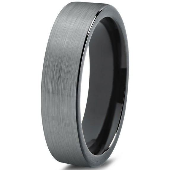 Charming Jewelers Tungsten Wedding Band Ring 4mm for Men Women Comfort Fit Black Pipe Cut Brushed Lifetime Guarantee Size 11