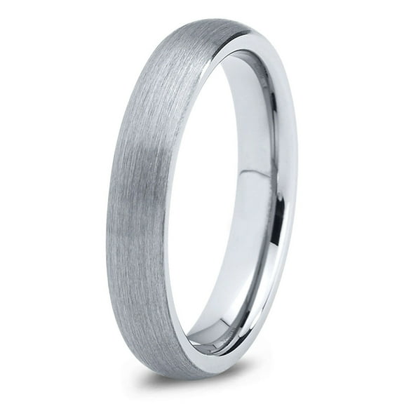 Charming Jewelers Tungsten Wedding Band Ring 4mm for Men Women Comfort Fit Domed Round Brushed Lifetime Guarantee Size 9