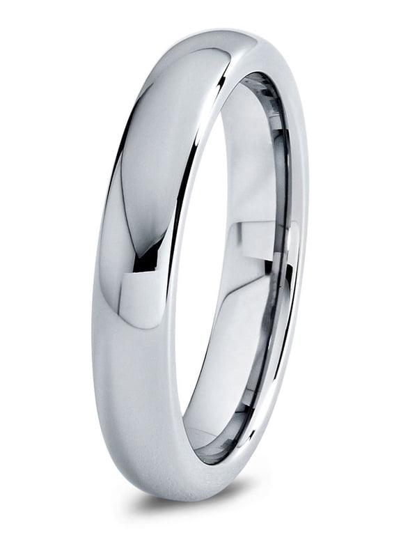Tungsten Wedding Band Ring 4mm for Men Women Comfort Fit Domed Round Polished Lifetime Guarantee
