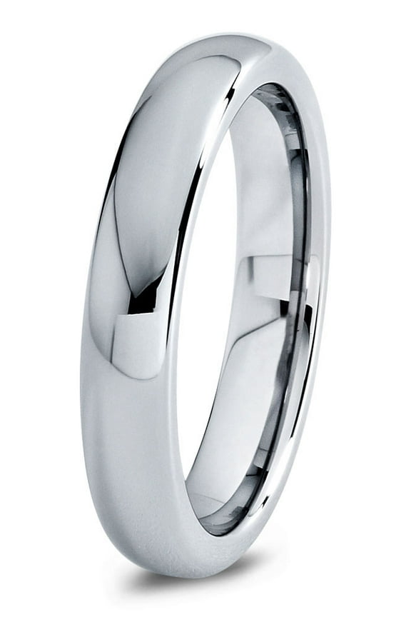 Tungsten Wedding Band Ring 4mm for Men Women Comfort Fit Domed Round Polished Lifetime Guarantee