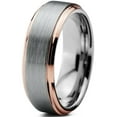 thumbnail image 1 of Charming Jewelers Tungsten Wedding Band Ring 6mm for Men Women Comfort Fit 18K Rose Gold Plated Plated Beveled Edge Brushed Polished Lifetime Guarantee Size 7, 1 of 4