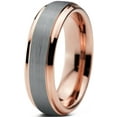 thumbnail image 1 of Charming Jewelers Tungsten Wedding Band Ring 6mm for Men Women Comfort Fit 18K Rose Gold Plated Plated Beveled Edge Brushed Polished Lifetime Guarantee, 1 of 5