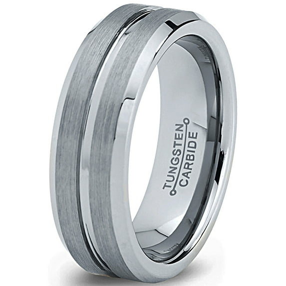 Charming Jewelers Tungsten Wedding Band Ring 6mm for Men Women Comfort Fit Beveled Edge Polished Lifetime Guarantee Size 13