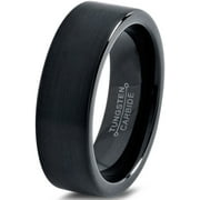 Charming Jewelers Tungsten Wedding Band Ring 6mm for Men Women Comfort Fit Black Pipe Cut Brushed Lifetime Guarantee Size 4.5