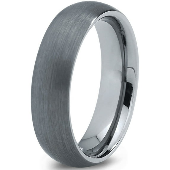 Charming Jewelers Tungsten Wedding Band Ring 6mm for Men Women Comfort Fit Domed Round Brushed Lifetime Guarantee Size 8.5