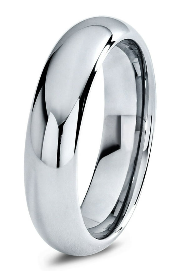 Charming Jewelers Tungsten Wedding Band Ring 6mm for Men Women Comfort Fit Domed Round Polished Lifetime Guarantee Size 7