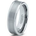 thumbnail image 1 of Charming Jewelers Tungsten Wedding Band Ring 6mm for Men Women Comfort Fit Step Beveled Edge Brushed Lifetime Guarantee Size 7, 1 of 5