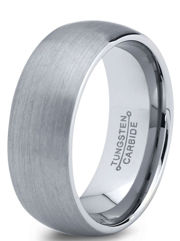 Tungsten Wedding Band Ring 7mm for Men Women Comfort Fit Domed Round Brushed Lifetime Guarantee 10.5